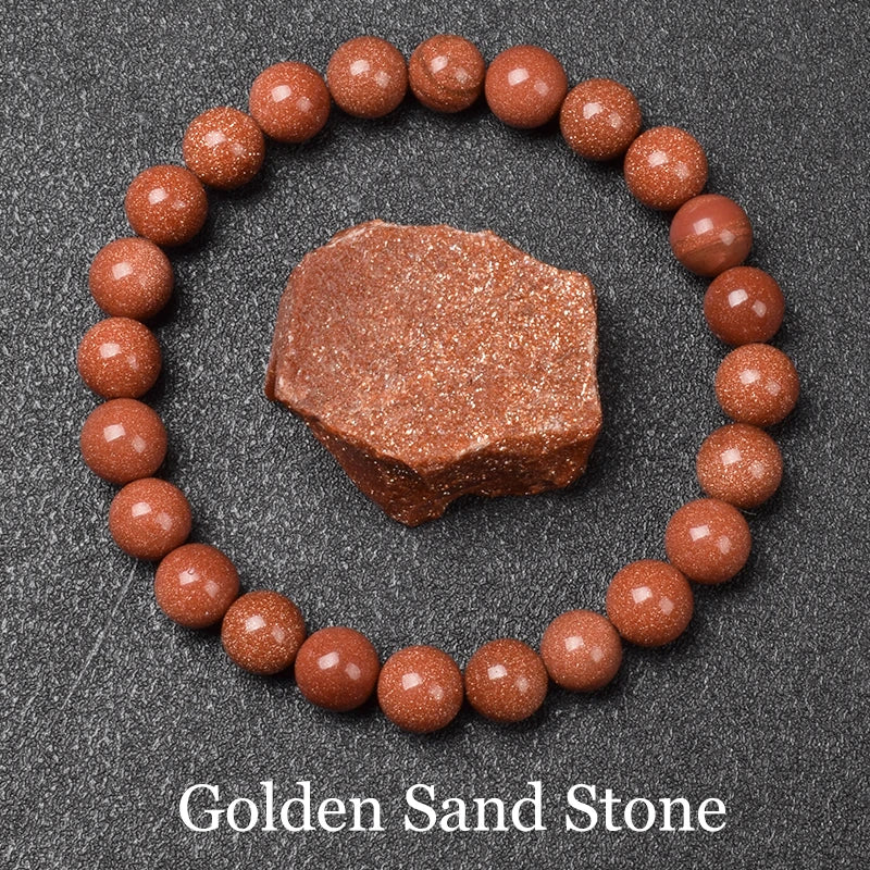 Golden Obsidian Stone Beads Bracelet Men Women Golden Light Rainbow Obsidian Raw Stone Round Bead Natural Energy Jewelry