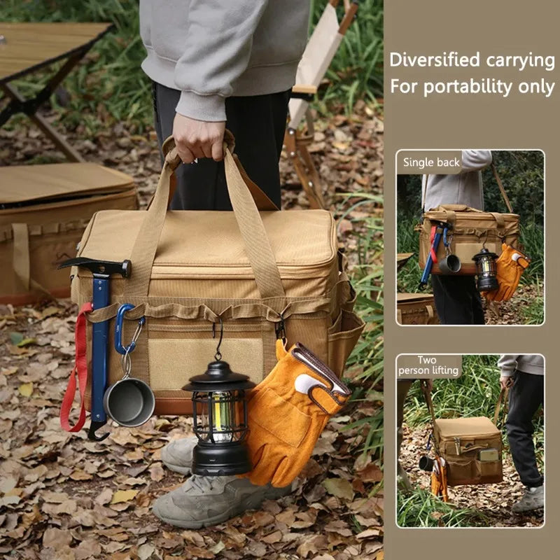 30L Large Capacity Camping Storage Bag, Detachable Camping Stove Case, Car Trunk Cooking Utensil Organizer