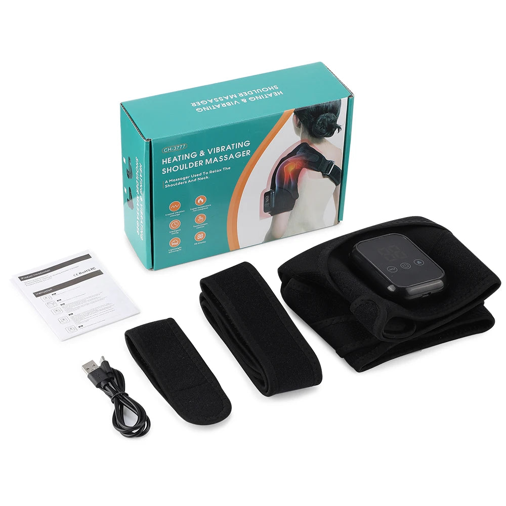 Cordless Electric Heated Shoulder Brace Hot Compress, Vibration Massage, Thermal Shoulder Pad Massager Muscle Joint Relax