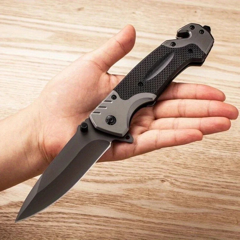Portable Folding Knife - High-Hardness Stainless Steel Tanto Point Blade, Lightweight Ergonomic for Camping, Hiking