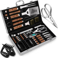 35pcs Deluxe Grilling Gifts Set for Birthday Fathers Day, Stainless Steel BBQ Accessories Kit for Men Dad, Professional Grill Tools Utensils with Scissors, Meat Claws in Aluminum Case