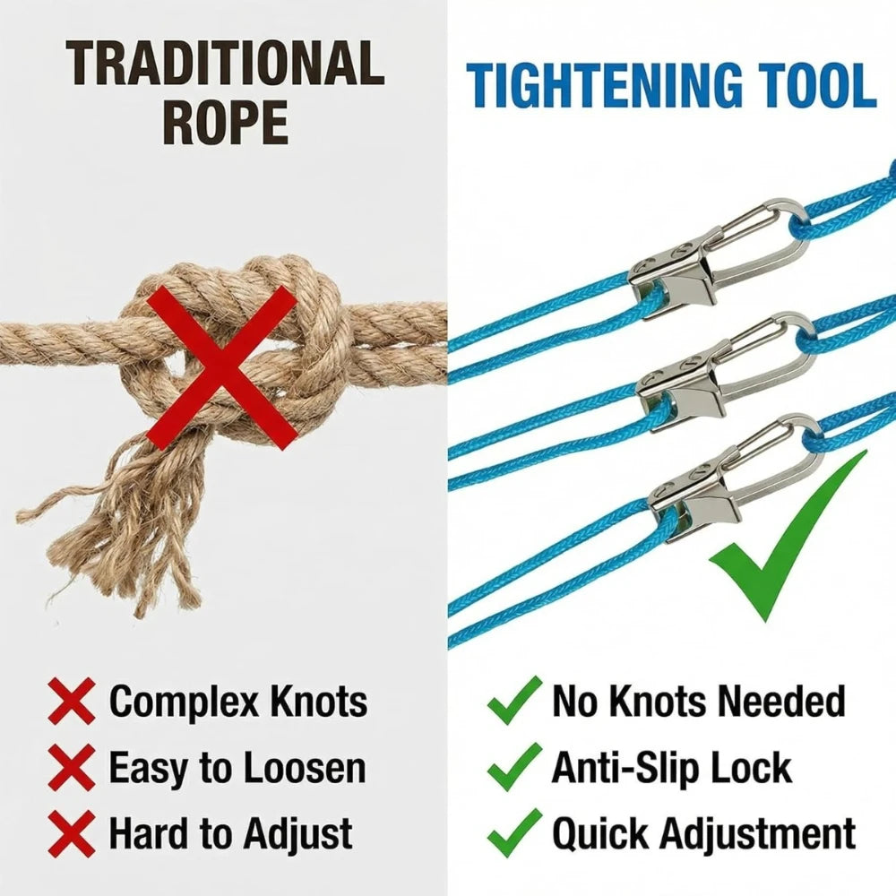 Multifunctional rope rollers & Puller - Stainless Steel Portable rope tensioner with rope rollers 6 pack ,paracord tensioner, Heavy-Duty Tie Down for Outdoors, Tarps, Boating & Camping Gear,  Durable & Lightweight，Includes