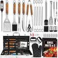 38 Piece Stainless Steel BBQ Tool Set with Thermometer Grill Mats and Aluminum Case for Camping or Backyard