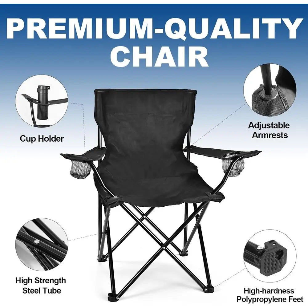 Portable Lightweight Folding Chairs for Adults & Teens, 250 lbs Capacity, Ideal for Camping, Beach, Picnics, Outdoor Events