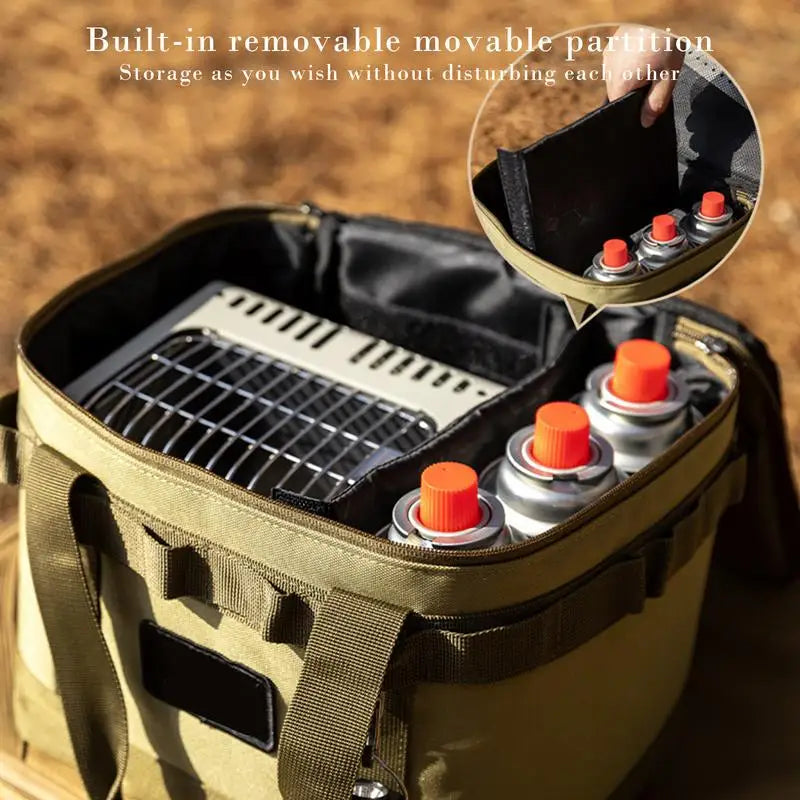 10L Outdoor Camping Gas Tank Storage Bag Large Capacity Ground Nail Tool Bag Gas Canister Picnic Cookware Utensils Bag Handbag