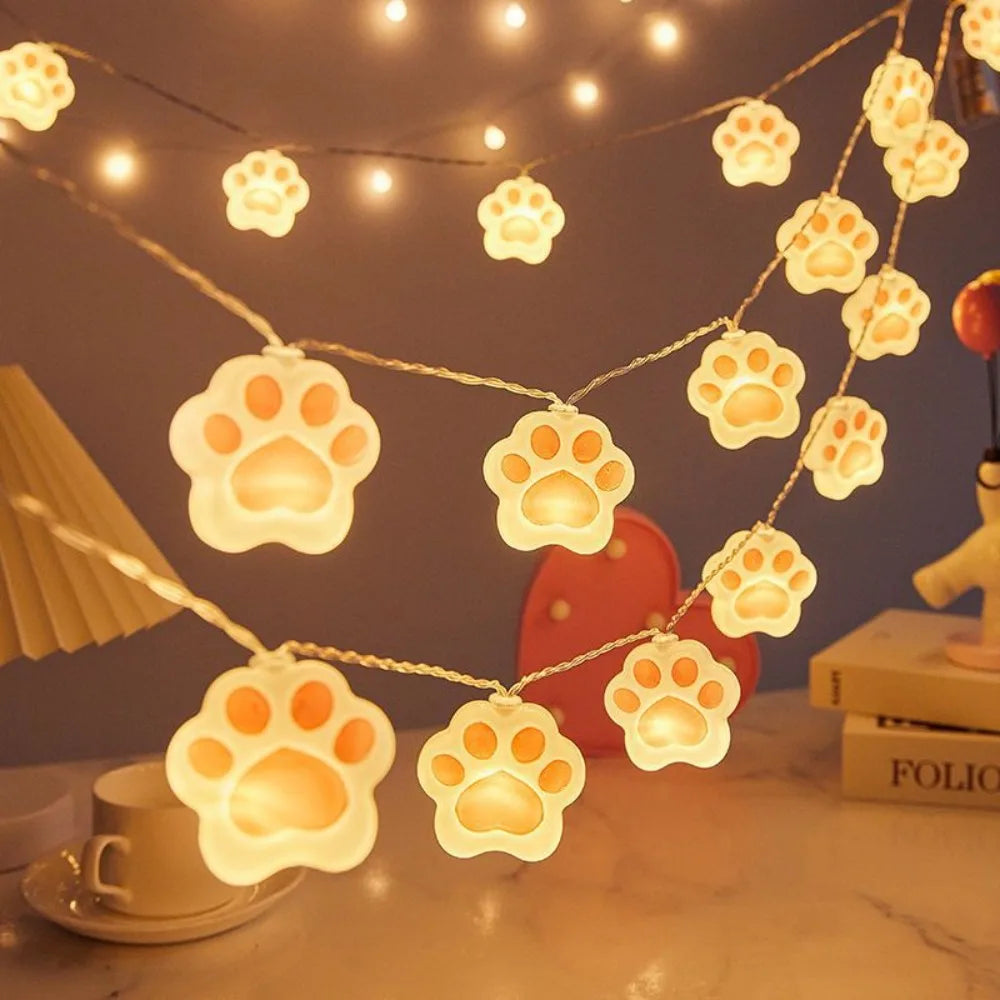 PVC LED Night Lights, Cat Paw, Waterproof, Fairy String Lights, USB/Battery Operated, Garden Lamp / Bedroom Decor