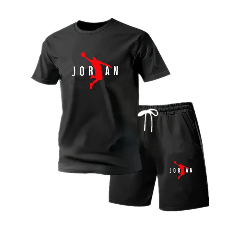 Summer Fashion, Casual Sports, Two Piece Set Youth Men's Short sleeved T-shirt Shorts Set