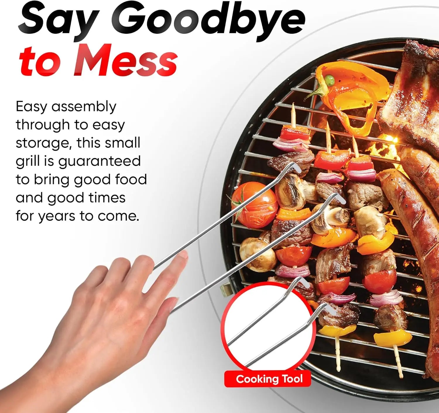 14-inch Portable Charcoal Grill, 3-Point Locking Lid for Heat Retention, Dual Venting for Outdoor Barbecue