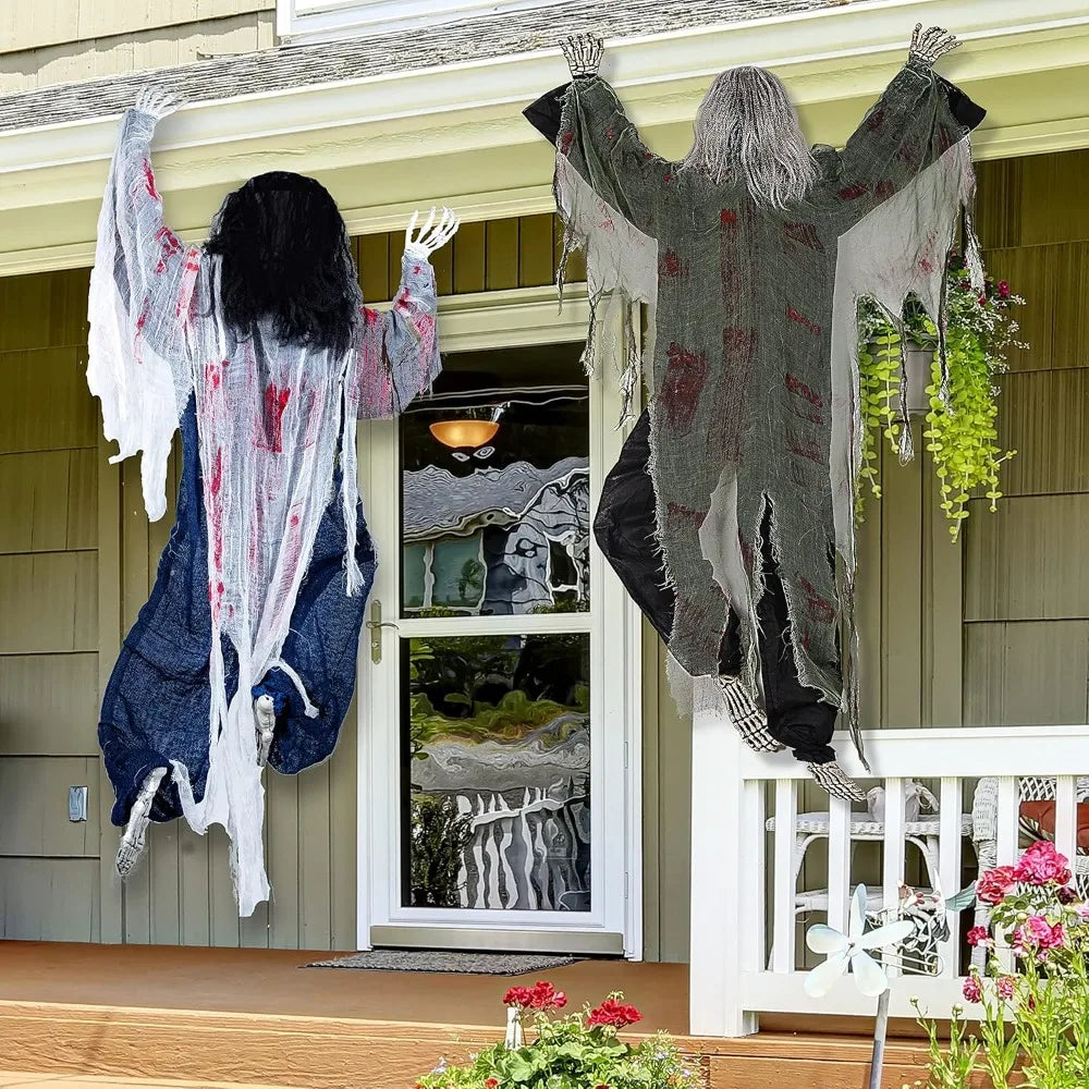 2 Pack 47" Halloween Climbing Zombies Wall Decoration Outdoor Halloween Climbing Dead Zombie Decoration for Haunted House Prop Yard Holiday Party Decor