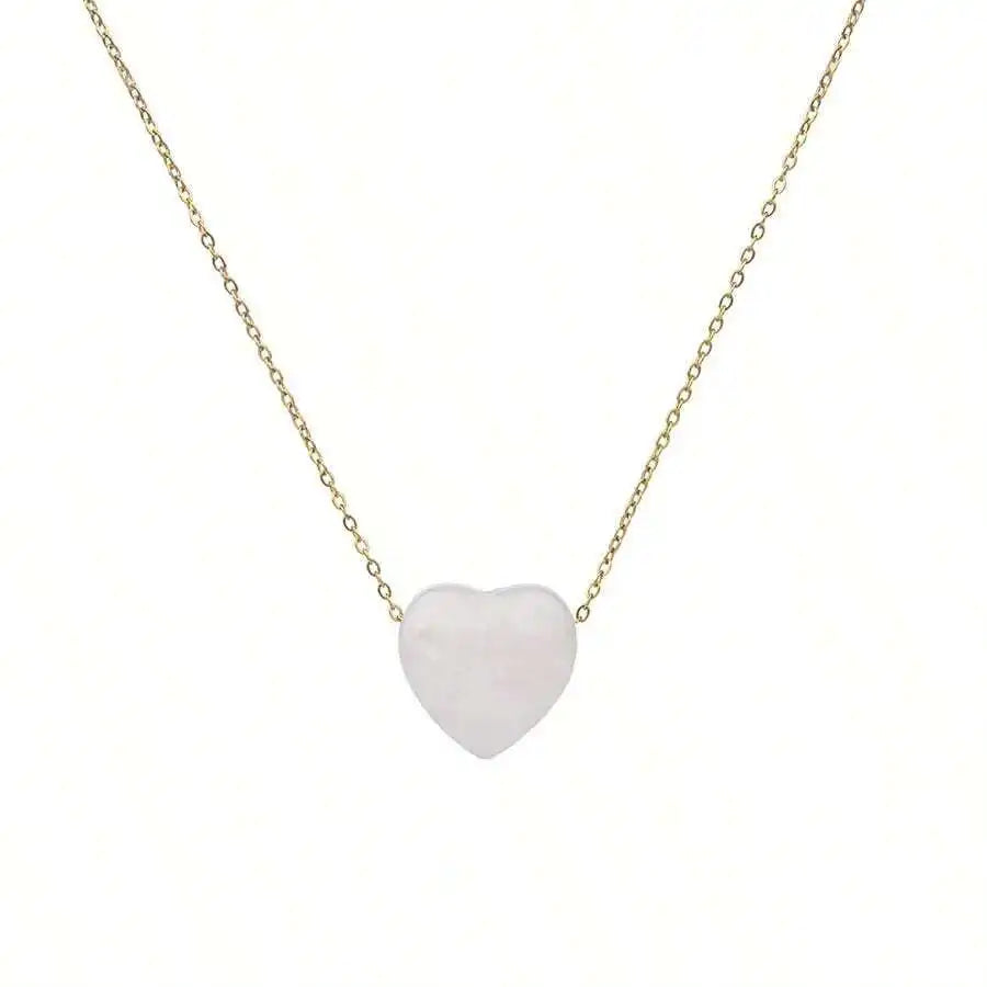 Heart Shape Natural Agate Stone Pendant Stainless Steel Necklace For Women Fashion Jewelry