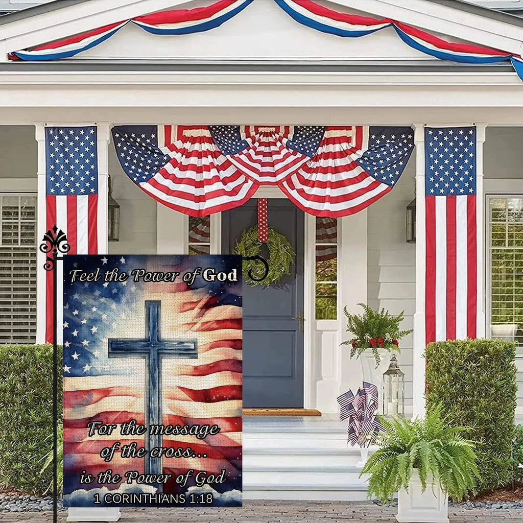 4th July Garden Flag Cross Vertical Double Sided Patriotic USA Flag for Outdoor Yard Lawn Porch Home Decor
