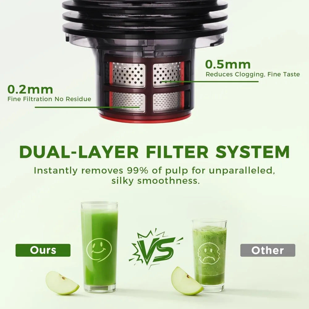 Cold Press Juicer, 5.5in Wide Chute, Slow Masticating for Whole Fruits & Veggies, Gray