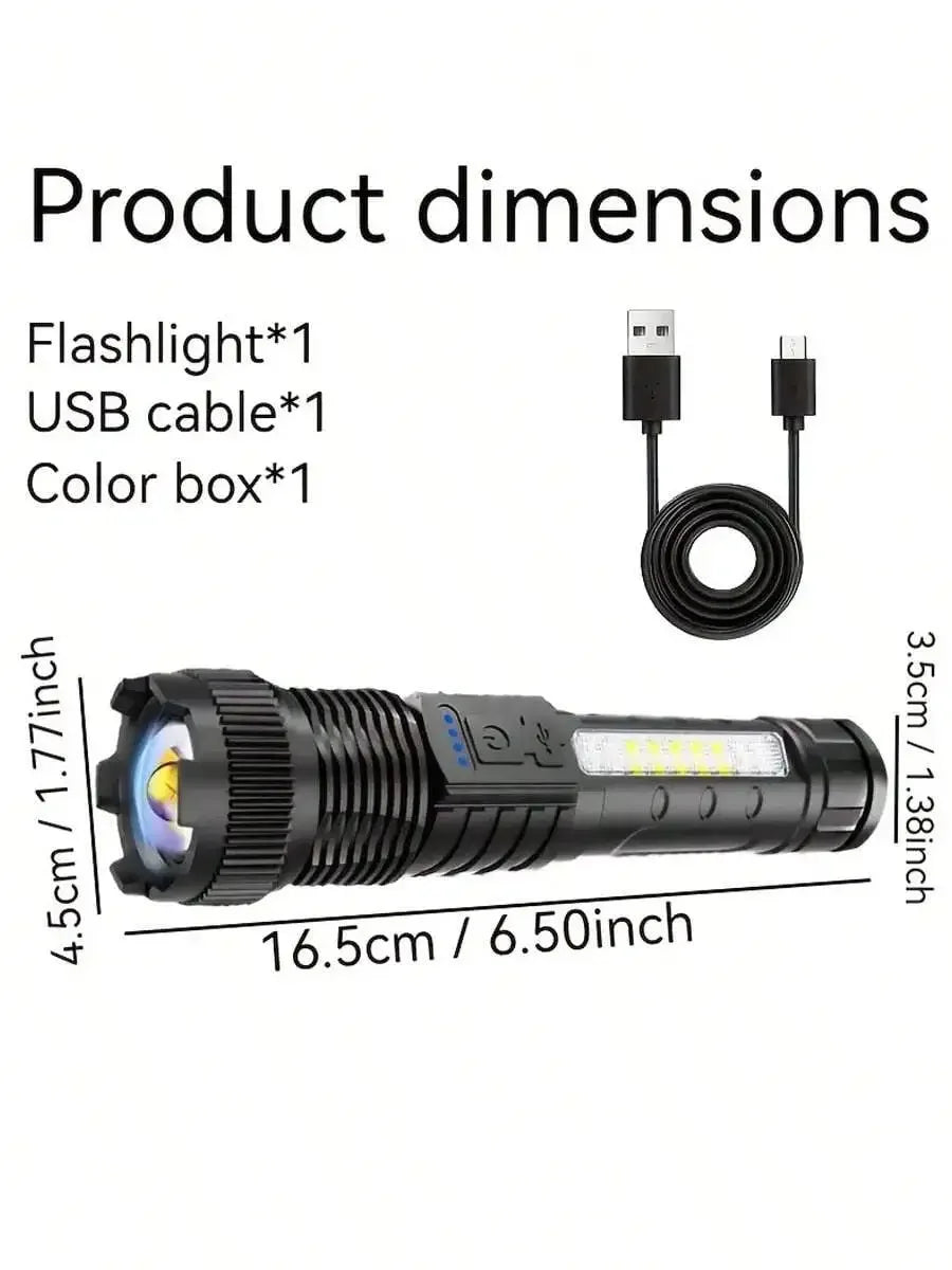 2PCS Tactical Flashlight 2500 Lumens - USB C Rechargeable, 7 Modes, Super Bright LED Flashlight
