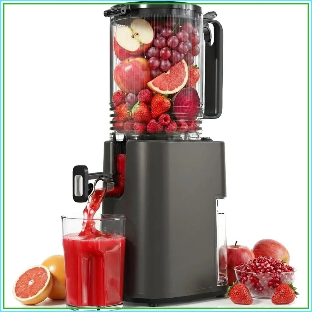 Cold Press Juicer, 5.5in Wide Chute, Slow Masticating for Whole Fruits & Veggies, Gray