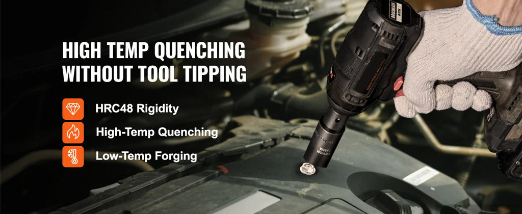1/2" Drive Impact Socket Set,  6 Point Cr-V Alloy Steel, Easy-to-Read Size Markings, Rugged Construction