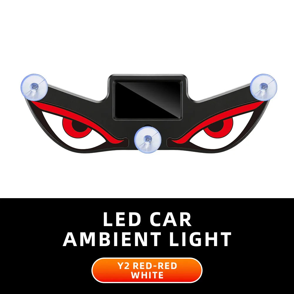 Solar Powered Car Neon Light Wireless Cool EYE Led Ambient Light Suction Cup USB Rechargeable