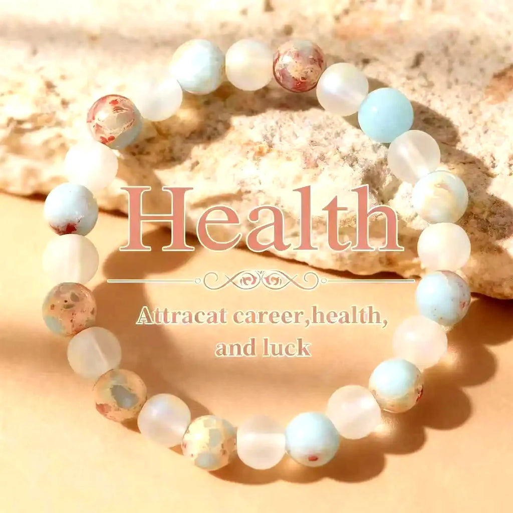 Halo Quartz and Ocean Sediment Beaded Bracelet Unisex Shoushan Stone Refreshing Purifying Magnetic