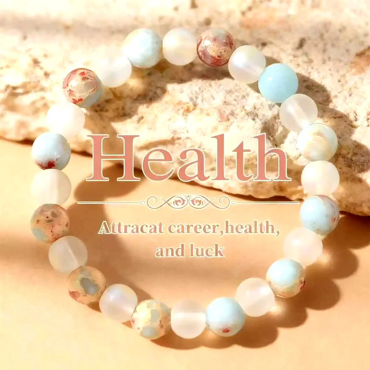 Halo Quartz and Ocean Sediment Beaded Bracelet Unisex Shoushan Stone Refreshing Purifying Magnetic
