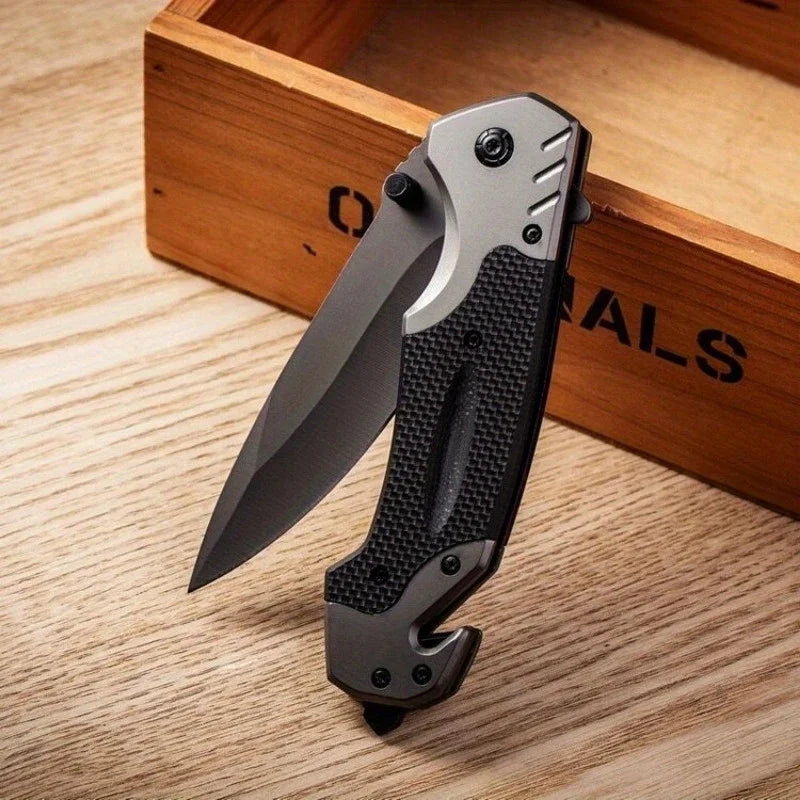 Portable Folding Knife - High-Hardness Stainless Steel Tanto Point Blade, Lightweight Ergonomic for Camping, Hiking