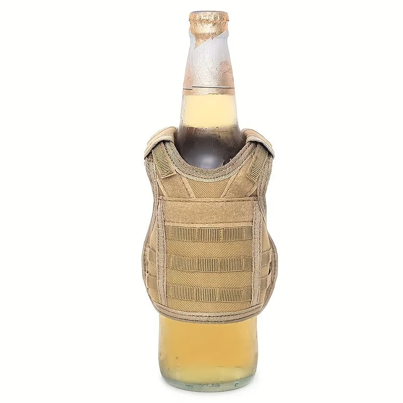 600D Oxford Cloth Mini Beer Bottle Vest Cover Washable Tactical Beverage Can Holder