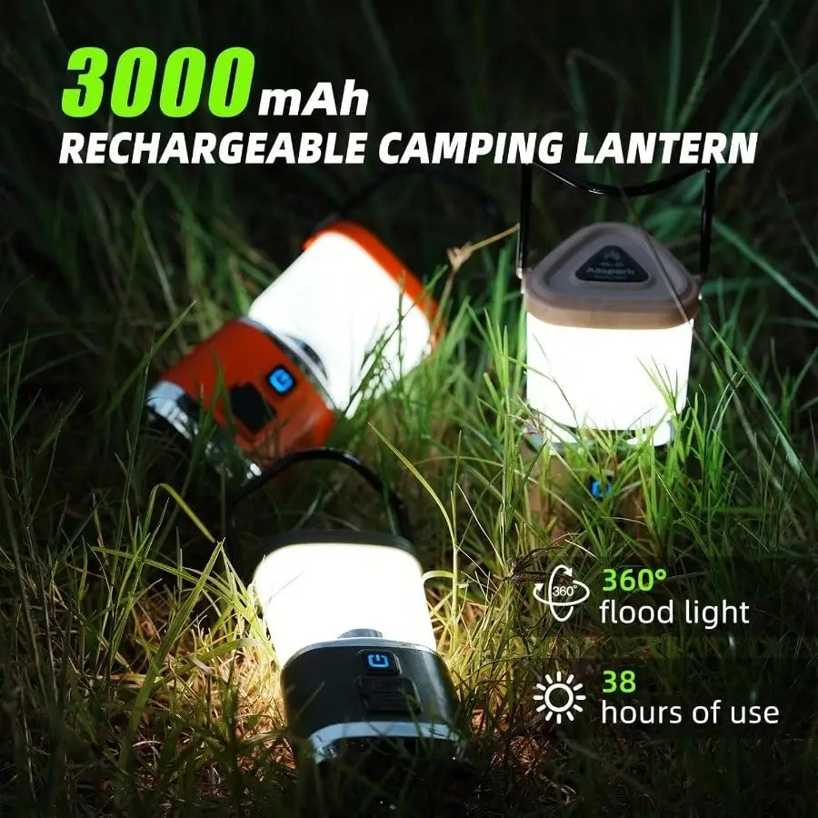 Versatile 3000mAh Rechargeable Camping Lantern With Magnetic Base, 360-Degree Vivid 38-Hour Flood Light, Type-C Fast Charging Tripod Mount Tent Lamp For Night Fishing, Emergency Preparedness, And Backyard Patios (Available In