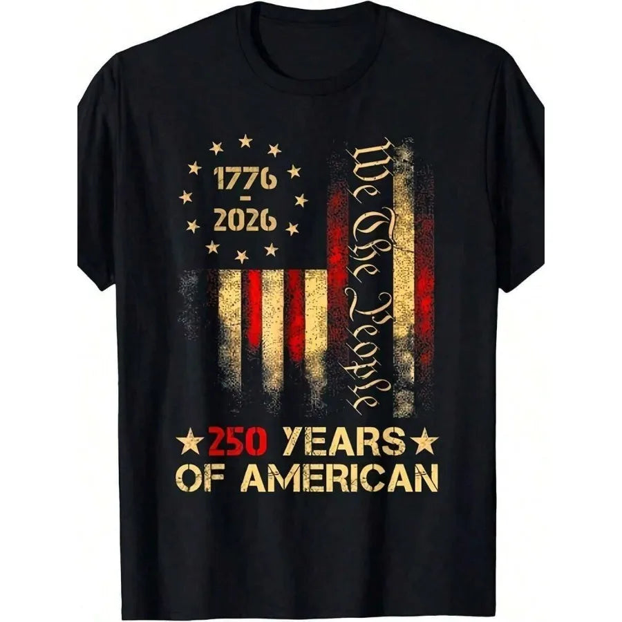 250th Anniversary US Flag T-Shirt - 250 Years Of American History We The People Patriotic Design