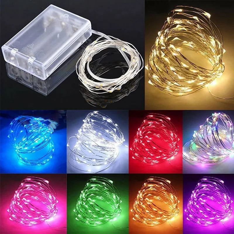 1Pack String, Led Copper Wire String, Light 1/2/3/5/10M, Battery Powered,