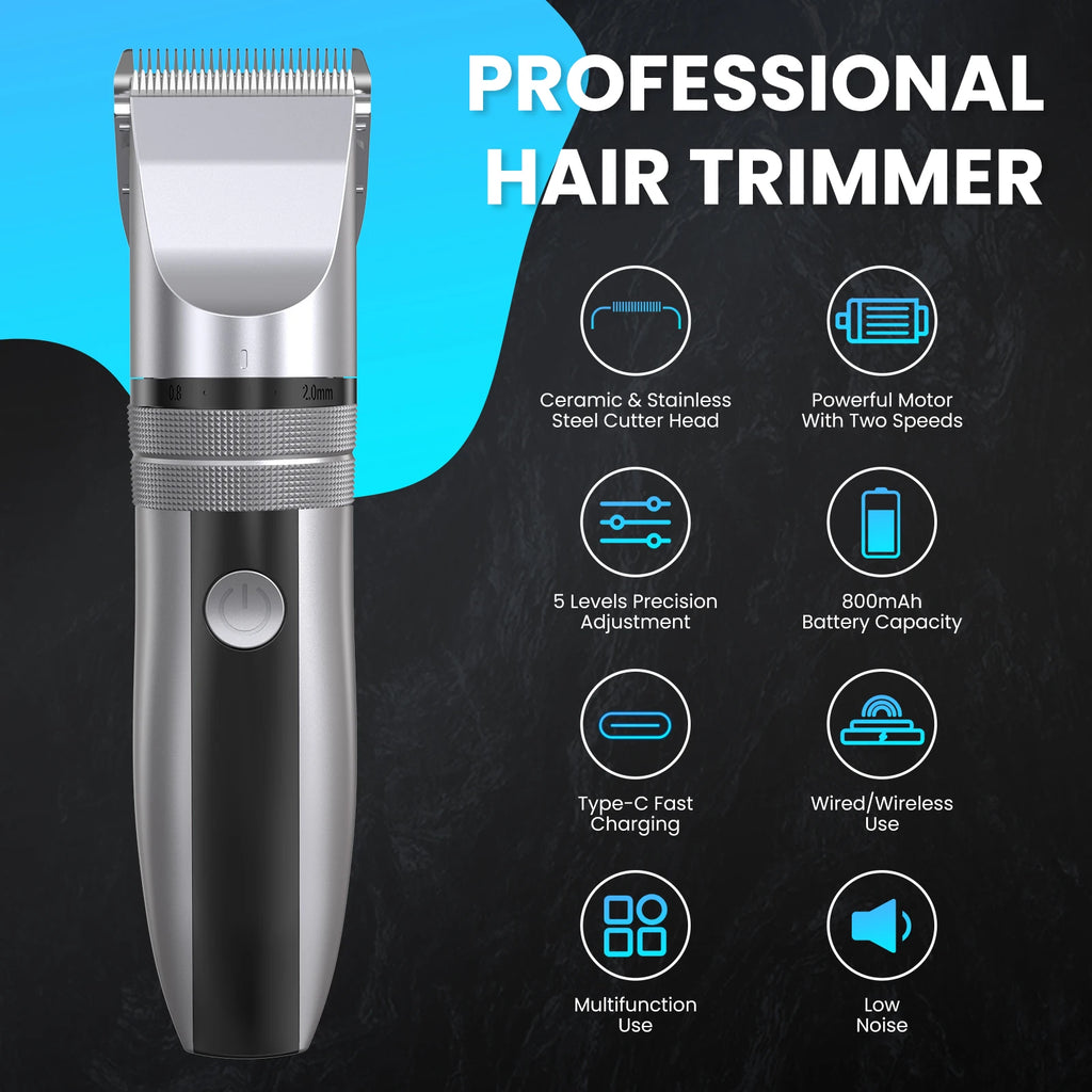 Professional Hair Clippers for Men Hair Trimmer Kit Cordless Barber Machines Electric Men's Shaver, Gift