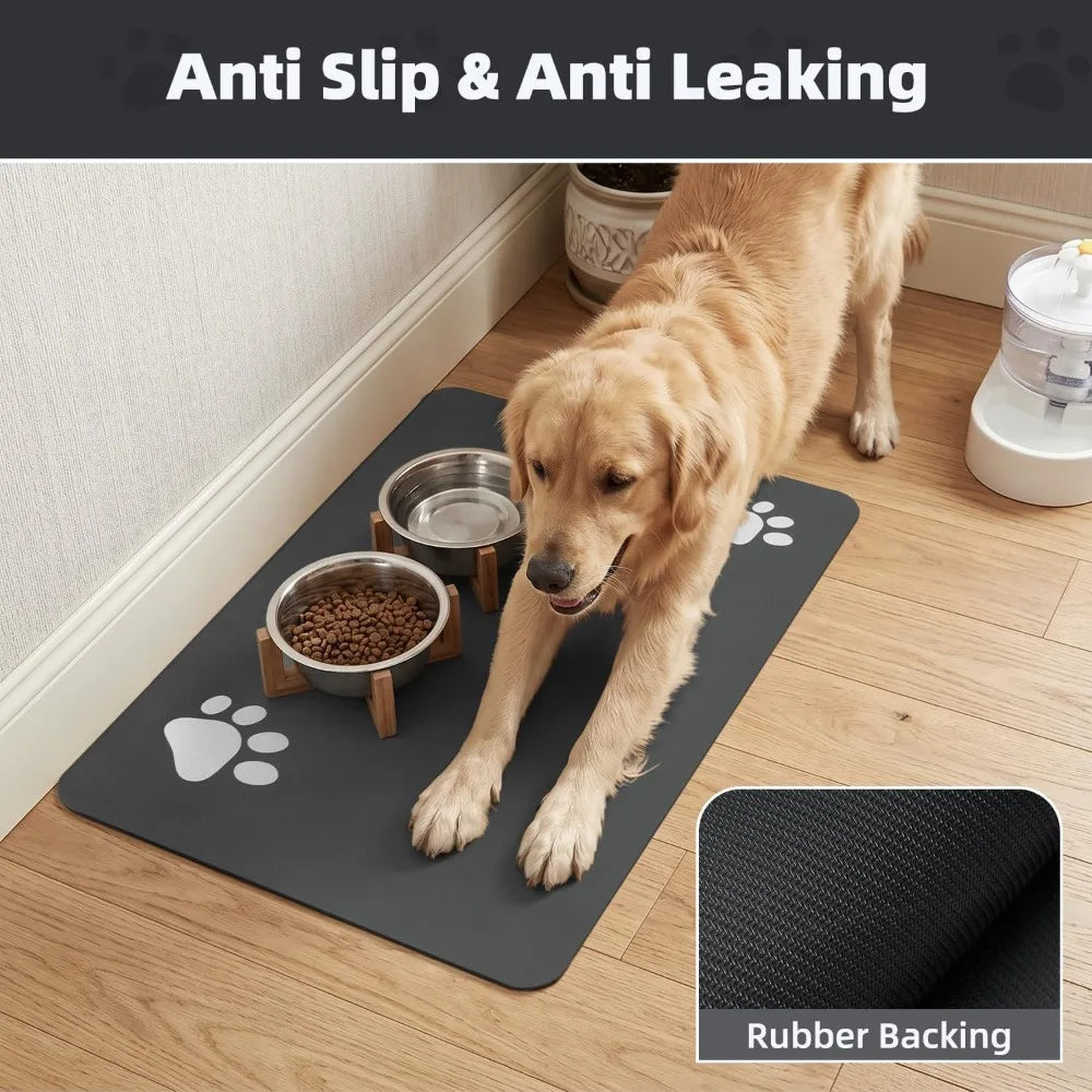 Super Absorbent Pet Feeding Mat - Quick Dry, No Stains, Easy Clean, Anti-Slip for Dogs and Cats