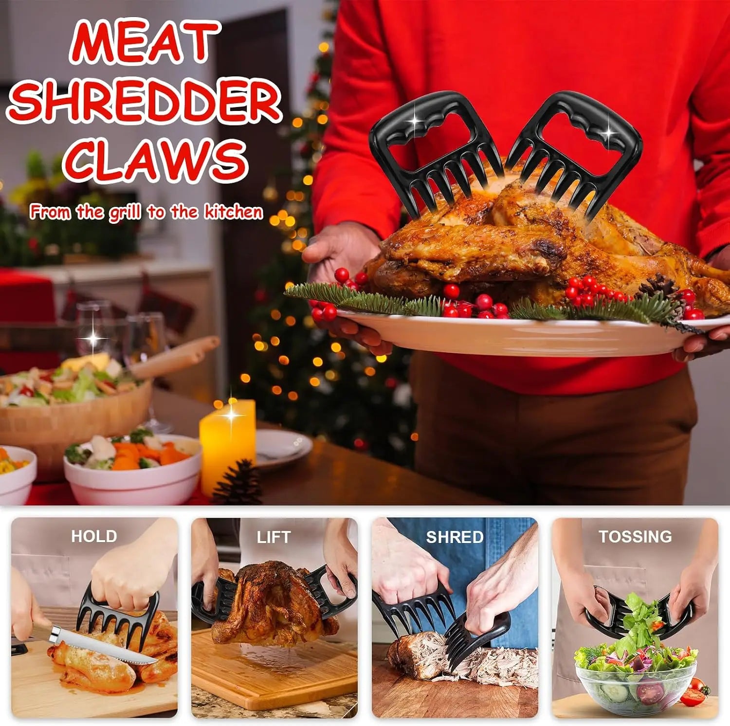 35pcs Deluxe Grilling Gifts Set for Birthday Fathers Day, Stainless Steel BBQ Accessories Kit for Men Dad, Professional Grill Tools Utensils with Scissors, Meat Claws in Aluminum Case