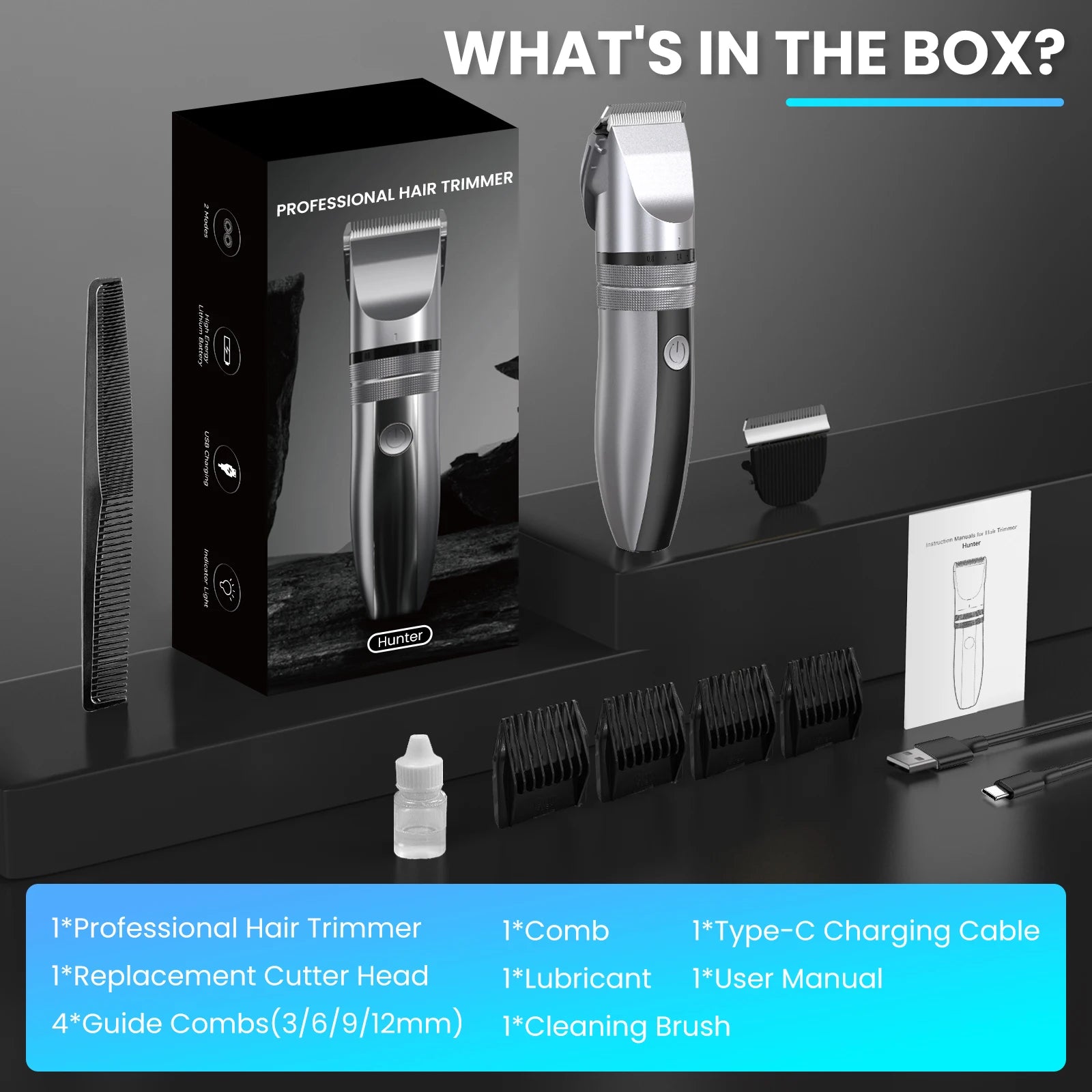 Professional Hair Clippers for Men Hair Trimmer Kit Cordless Barber Machines Electric Men's Shaver, Gift