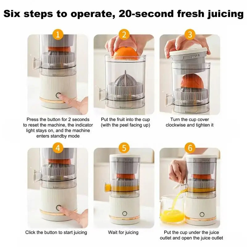 Electric Fruit Juicer Portable Single Auger Juicer Automatic Separation USB Charge Orange Lemon Fruit Vegetable Juice Extractor