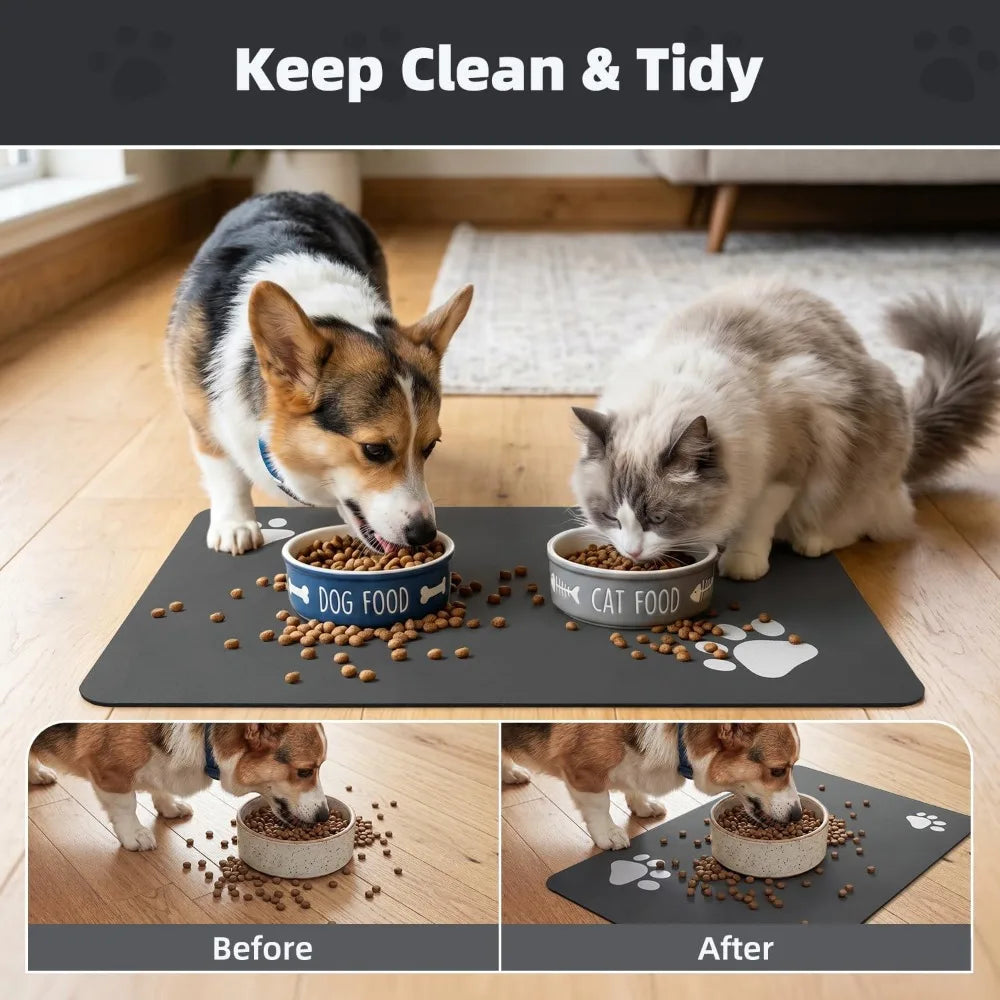 Super Absorbent Pet Feeding Mat - Quick Dry, No Stains, Easy Clean, Anti-Slip for Dogs and Cats