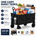 Heavy Duty Collapsible Camping Wagon, Large Capacity Foldable Utility Cart with Side Storage Pockets & All-Terrain Wheels for Outdoor Travel, Grocery Shopping & Yard Work