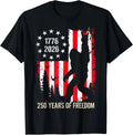 Bigfoot Patriotic 250 Years Of Freedom American USA Flag Tee T-Shirt