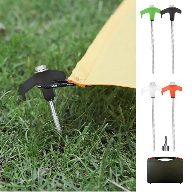 15pcs Metal Tent Spikes Camping Pegs Drill In Ground Anchors Heavy Duty Spiral Screw Stakes Ground Anchors Screw In Tent Stakes