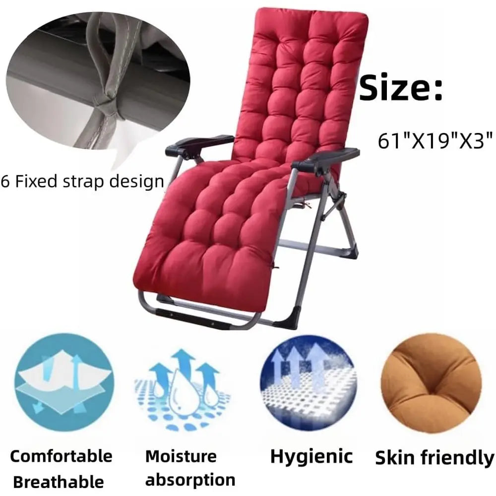 Patio Chaise Lounger Cushion， Rocking Chair Soa Cushion with 6 Ties， Thick Padded Swing Bench Cushion， Zero Gravity Chair Cushio