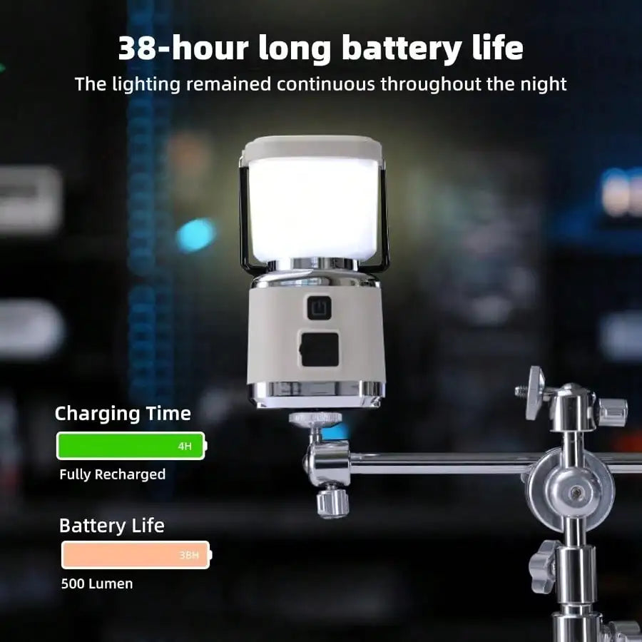 Versatile 3000mAh Rechargeable Camping Lantern With Magnetic Base, 360-Degree Vivid 38-Hour Flood Light, Type-C Fast Charging Tripod Mount Tent Lamp For Night Fishing, Emergency Preparedness, And Backyard Patios (Available In