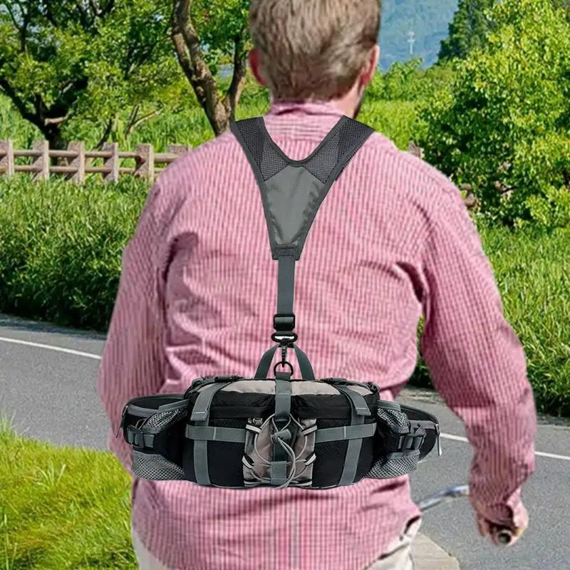 Hiking Waist Bag With 2 Water Bottle Holders  Outdoor Waist Pack Waterproof Cycling Backpack Adjustable Strap Sport Storage Bag
