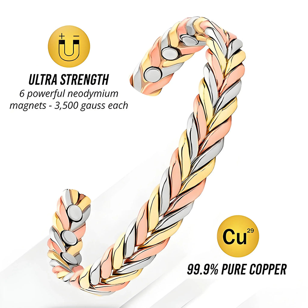 Pure Copper Bracelets for Women, 3500 Gauss Magnetic Therapy,