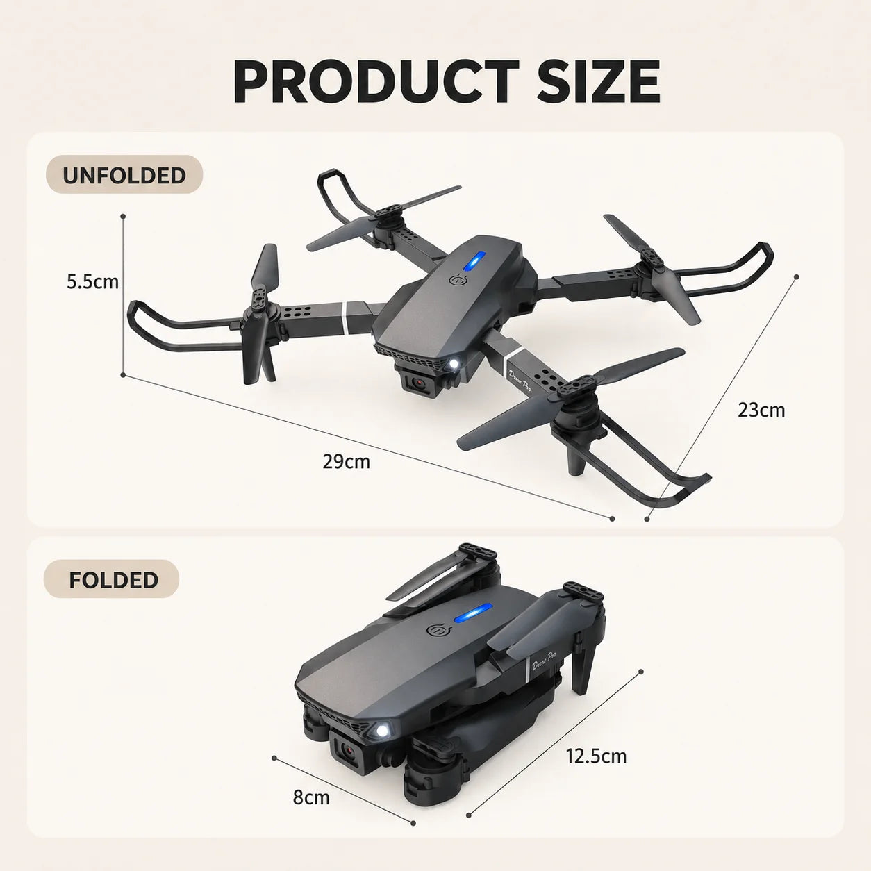 Brushless Motor Foldable Drone Optical Flow Drone 360° Rolling Trajectory Flight Headless Mode Speed Adjustment APP Control Drone