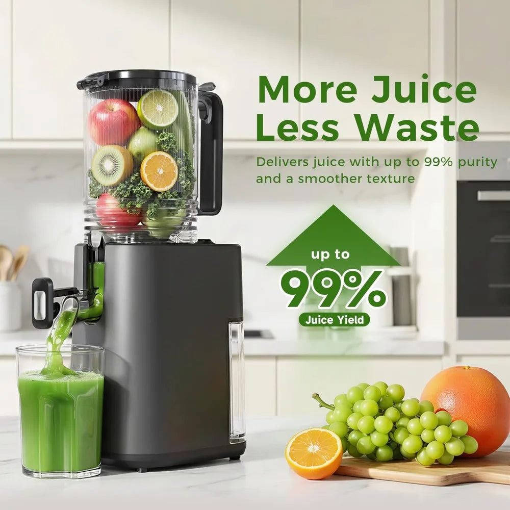 Cold Press Juicer, 5.5in Wide Chute, Slow Masticating for Whole Fruits & Veggies, Gray