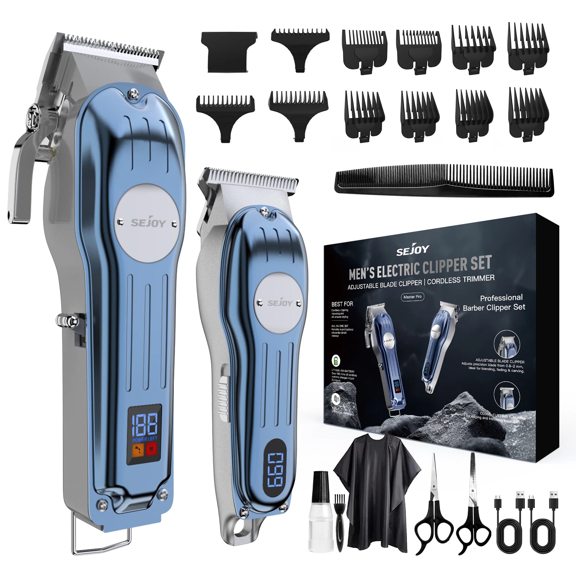 Rechargeable Hair Clipper Combo Professional Electric Hair Trimmer Set Cordless Trimmer