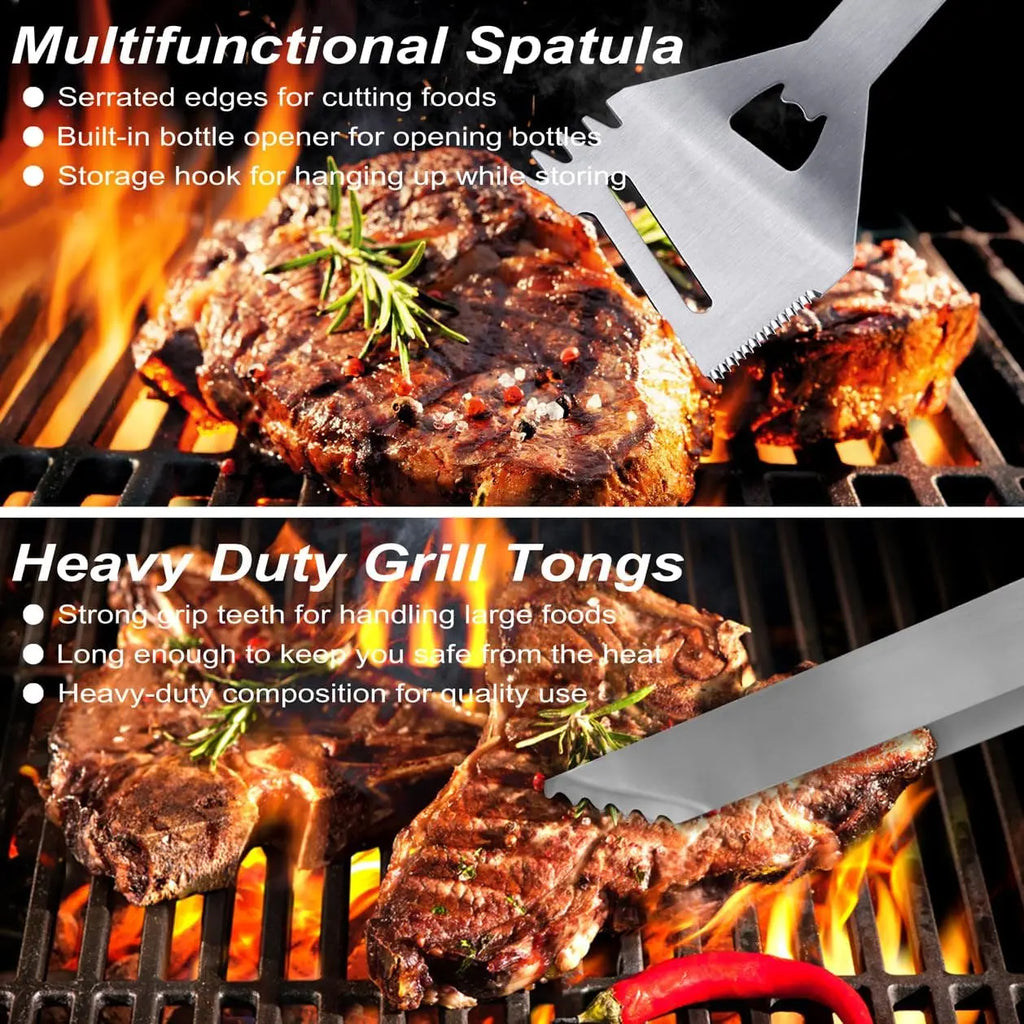 29 PCS BBQ Grill Accessories Stainless Steel Grilling Tools Set with Storage Bag for Camping, Gift for Men