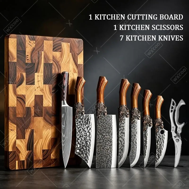 Perfect for Holiday Gifts Non Slip Easy To Clean Chef Knife Chopping Board Set Kitchen Accessories Boning Knives Exceptional