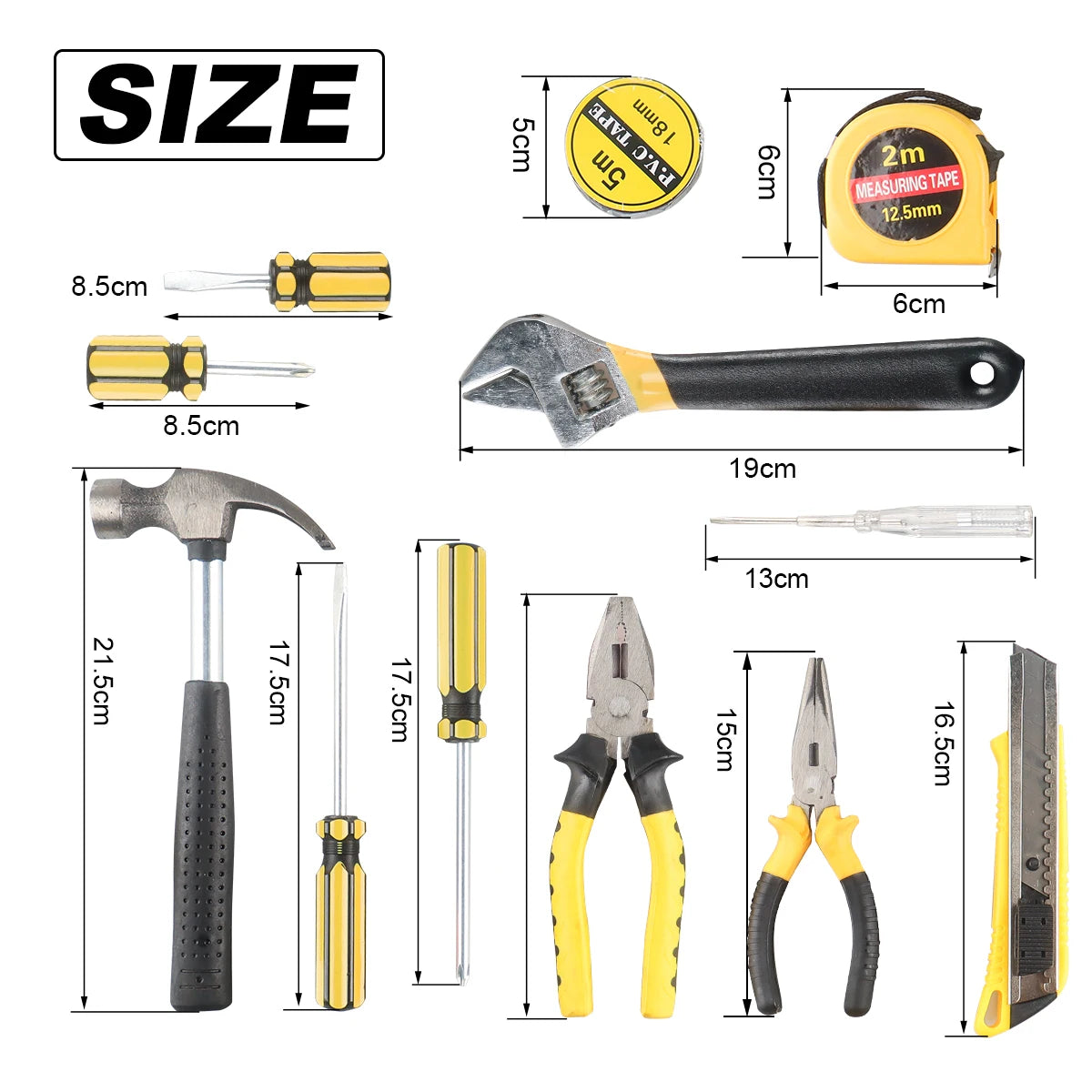 8/9/12/13Pcs Hand Tool Sets, Household Home Repair, Tool Set, Screwdriver Tool Box Set, Scissors Claw Hammer