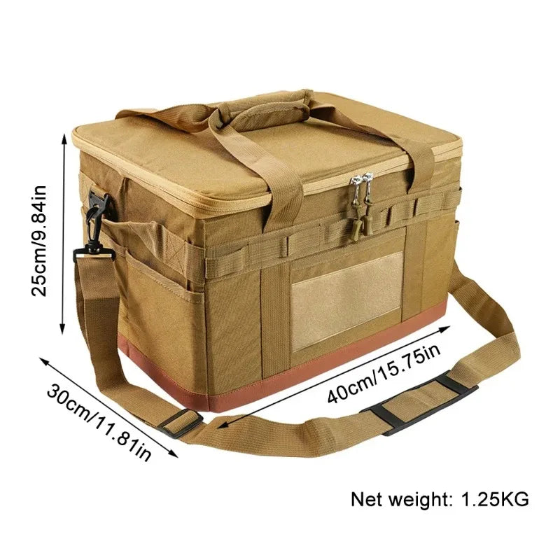 30L Large Capacity Camping Storage Bag, Detachable Camping Stove Case, Car Trunk Cooking Utensil Organizer