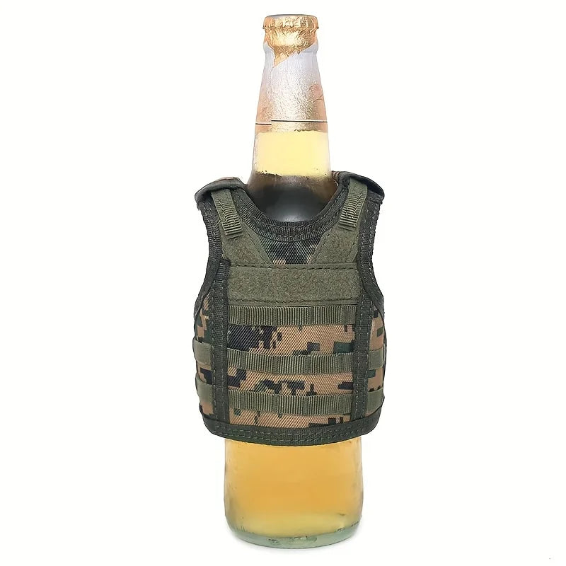 600D Oxford Cloth Mini Beer Bottle Vest Cover Washable Tactical Beverage Can Holder
