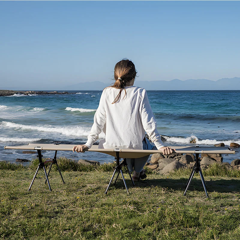portable folding bed, ultra light aluminum alloy sleeping bed, outdoor camping and travel