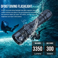 Trustfire DF007 3350 Lumen LED Rechargeable Diving Flashlight Scuba Underwater 100m Waterproof 300M Light Range Photography Video Light